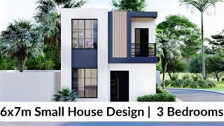 6x7 Meters Small House Design Idea with 3 Bedrooms Layout 2 [upl. by Oiled478]