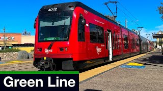 San Diego Trolley Green Line Full Ride Downtown San Diego to Santee Town Center Siemens S700 [upl. by Ewnihc]