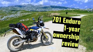 Husqvarna 701 Enduro One Year Ownership Review [upl. by Resay704]