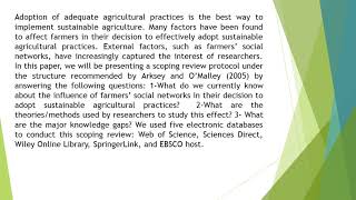 The Effect of Farmers Social Networks on Sustainable Agricultural Practices Adoption A Scoping Revie [upl. by Ahseek]