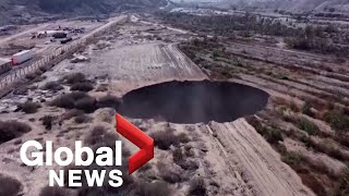 Massive mysterious sinkhole near Chilean copper mine under investigation [upl. by Emanuele]