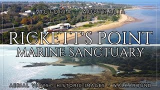 Aerial view  Historic images  Walkaround  Ricketts Point Marine Sanctuary Victoria Australia [upl. by Kesley]