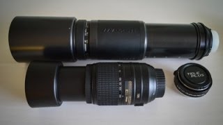 Tamron 200400mm f56 vs Nikon Nikkor 55300mm f4556  Kenko 14x Pro 300 teleconverter [upl. by Ainirtak]