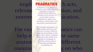 Pragmatics  Pragmatics in linguistics shots linguistics [upl. by Haramat]