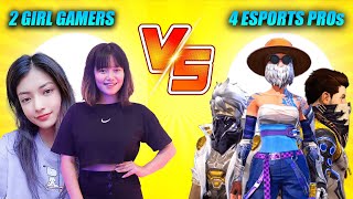 2 GIRL GAMERS vs 4 ESports Players 🔥 Sooneeta amp Kelly vs 4 Experienced PRO Players Garena Free Fire [upl. by Pogue]