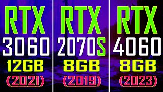 RTX 2070 SUPER 2019 vs RTX 3060 2021 vs RTX 4060 2023  PC GAMES TEST [upl. by Llemar]