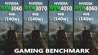 Nvidia RTX 3060 vs 3070 vs 4050 vs 4060 Gaming Benchmark 140w rtx4050 rtx3060 rtx4060 rtx3070 [upl. by Aneehsram399]