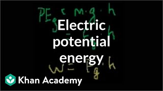 Electric potential energy  Electrostatics  Electrical engineering  Khan Academy [upl. by Rysler]