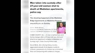 Namarri Shackleford 27 fatally sh9t at Mableton apartments David Wells 26 arrested and charged [upl. by Lirret]