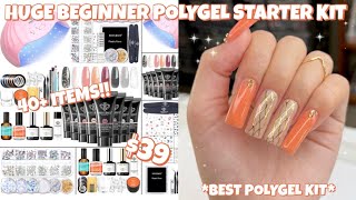 TRYING A HUGE MODELONES POLYGEL NAIL STARTER KIT FROM AMAZON  40 ITEMS  BEGINNER POLYGEL KIT [upl. by Marian]