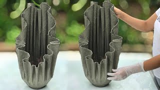 Pot making techniques from cloth and cement  ideal for garden decoration [upl. by Franni779]