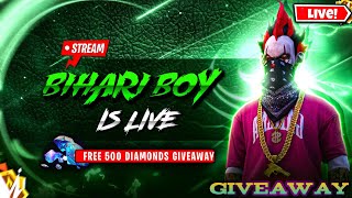 Free Fire Live l Giveaway Redeem Code Custom 😍😍 send friend request 😱😱 Bihari Is Live [upl. by Imis777]