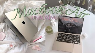 Macbook Air M3 Unboxing  setup for students best apps aesthetic customization [upl. by Anelhtac]