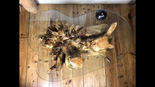 Glass Roots Table  Tree Root amp Glass Coffee Table by Jamie Zennor  Macrocarpa glass amp Lignum Vitae [upl. by Frerichs]