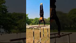 Double bar handstand challenge by vino thakur 🔥Handstand challengeviralshorts youtubeshortsyt [upl. by Derte]