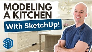 How to Model a Kitchen in SketchUp  Full Demo with VRay Renders [upl. by Conal32]