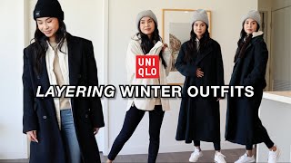 UNIQLO WINTER LOOKBOOK How to LAYER Cold Winter OUTFITS [upl. by Nnahgiel]