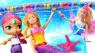 Barbie nuket uimaaltaalla Barbie Mermaid nukke amp LOL nuket Barbie videoita tytöille [upl. by Assener542]