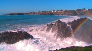 ♥♥ The Best Ocean Waves Crashing Video with Sea Mist Rainbow 3 hrs [upl. by Derayne]