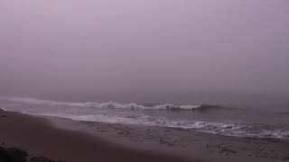 Golden Gate Bridge in heavy fog with waves and foghorns [upl. by Ojyllek]