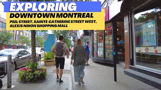 Downtown Montreal SainteCatherine Street to Alexis Nihon Plaza in 4K [upl. by Grose714]