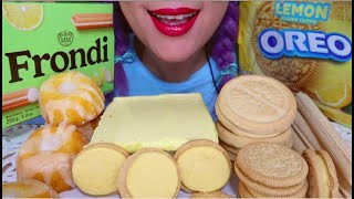 ASMR 🍋LEMON FLAVORED CAKE OREO BUNDT CAKEWAFERS TREATS 먹방 CURIEASMR [upl. by Nlyak]