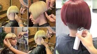 FROM BOB UNDERCUT TO PIXIECUTNAPE SHAVESHORT HAIRSTYLESCLIPPER CUT HALF SHAVED CUT [upl. by Dickerson]