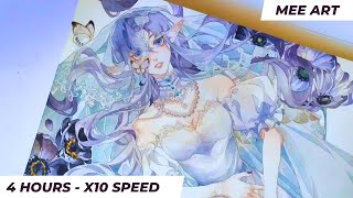 Coloring Using Gouache Step By Step  Watercolor Painting Anime Fanart  Drawing Anime Girl [upl. by Yeta]