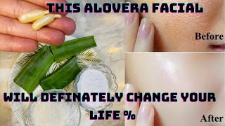 Best Aloe Vera Facial For Discolored Dull And Pigmented Skin Alovera Facial At Home  Aloe Vera [upl. by Nyla]