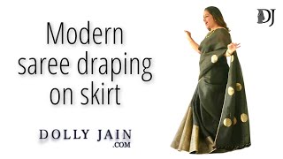 Modern saree draping on skirt  Dolly Jain saree draping styles [upl. by Adnema]