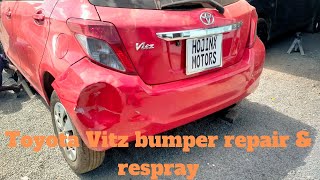 Toyota Vitz rear bumper amp fender repair and respray [upl. by Stanly]