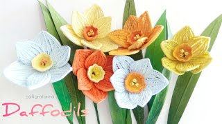 How to make paper quilling flower DAFFODILS  DIY Paper Quilling Flowers [upl. by Anovahs313]