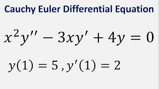 Cauchy Euler Differential Equation x2y  3xy  4y  0  y1  5  y1  2 [upl. by Beaulieu]