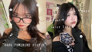 DARK FEMININE DOUYIN MAKEUP with products 🎀🎀 [upl. by Sokil528]