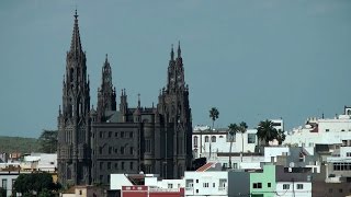 Spain  Gran Canary Island  small town Arucas with San Juan Bautista cathedral [upl. by Otrebire]