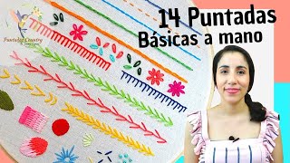 BORDADO A MANO PARA PRINCIPIANTES PASO A PASO 😘 14 PUNTADAS BÁSICAS QUE DEBES APRENDER [upl. by Ecnatsnok602]