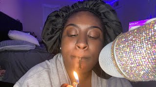 ASMRSmoke with me Drama Show Review Upclose WhispersSlight Mouth Sounds Closeup Whisper Ramble [upl. by Ardnovahs]