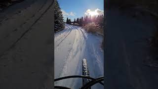 Biking in the snow snow winter mtb biking cycling nature sunset music kendricklamar travel [upl. by Fisa]