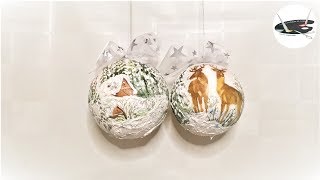 Jak ozdobić bombki decoupage z efektem śniegu DECOUPAGE CHRISTMAS ORNAMENTS WITH SNOW EFFECT [upl. by Laks423]