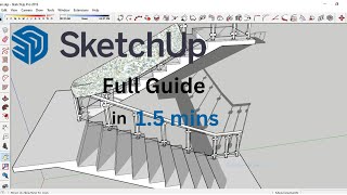 SketchUp stair with Glass Railing [upl. by Modnarb]