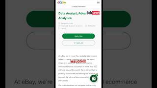 Data analyst role from ebay dataanalyst jobs jobcareer [upl. by Naid]