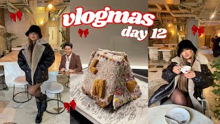 VLOGMAS DAY 12 Bestie Gift Swap  Making a Gingerbread House [upl. by Assilam648]