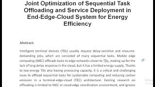 Joint Optimization of Sequential Task Offloading and Service Deployment in End Edge Cloud System for [upl. by Neely]