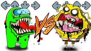 EPIC ANNIHILATION BATTLE Mini vs Corrupted Spongebob  Mini Crewmate vs FNF Characters [upl. by Haiasi683]