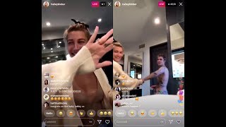 Justin Bieber being shy amp Hailey Baldwin Bieber on Instagram Live Stream being cute  April 2 2019 [upl. by Yhtir]