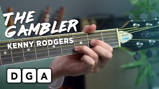 Kenny Rodgers  The Gambler guitar tutorial w chords on screen [upl. by Valida]