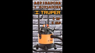 Aspiradora y sopladora marca Truper de 3Hp y 6 Gls para húmedo y seco REF ASP06 [upl. by Greenstein]