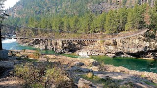 Swinging Bridge Aerial Tour  Kootenai Falls Libby MT [upl. by Geordie]