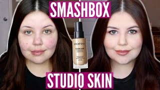 First Impressions  Smashbox Studio Skin 15 Hour Wear Foundation Acne ScarringDry Skin [upl. by Faro]