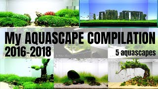 Aquascaping  My AQUASCAPE COMPILATION 20162018 5 aquascapes [upl. by Esmond689]